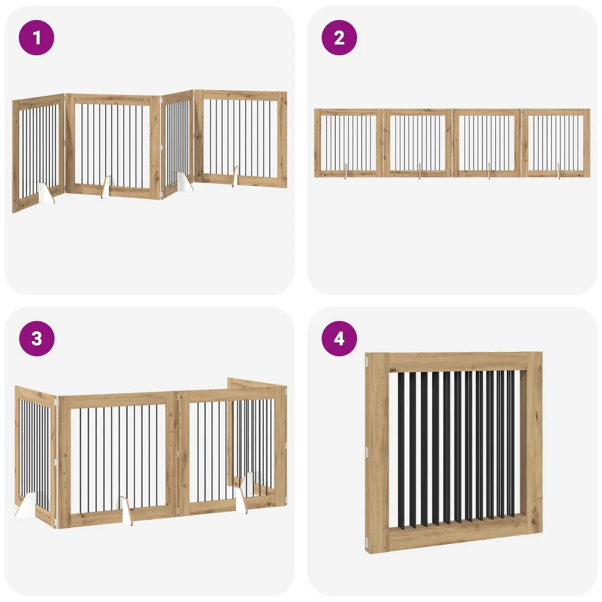 Foldable Dog Gate Indoor Pet Barrier 401 cm Brown 4 pcs