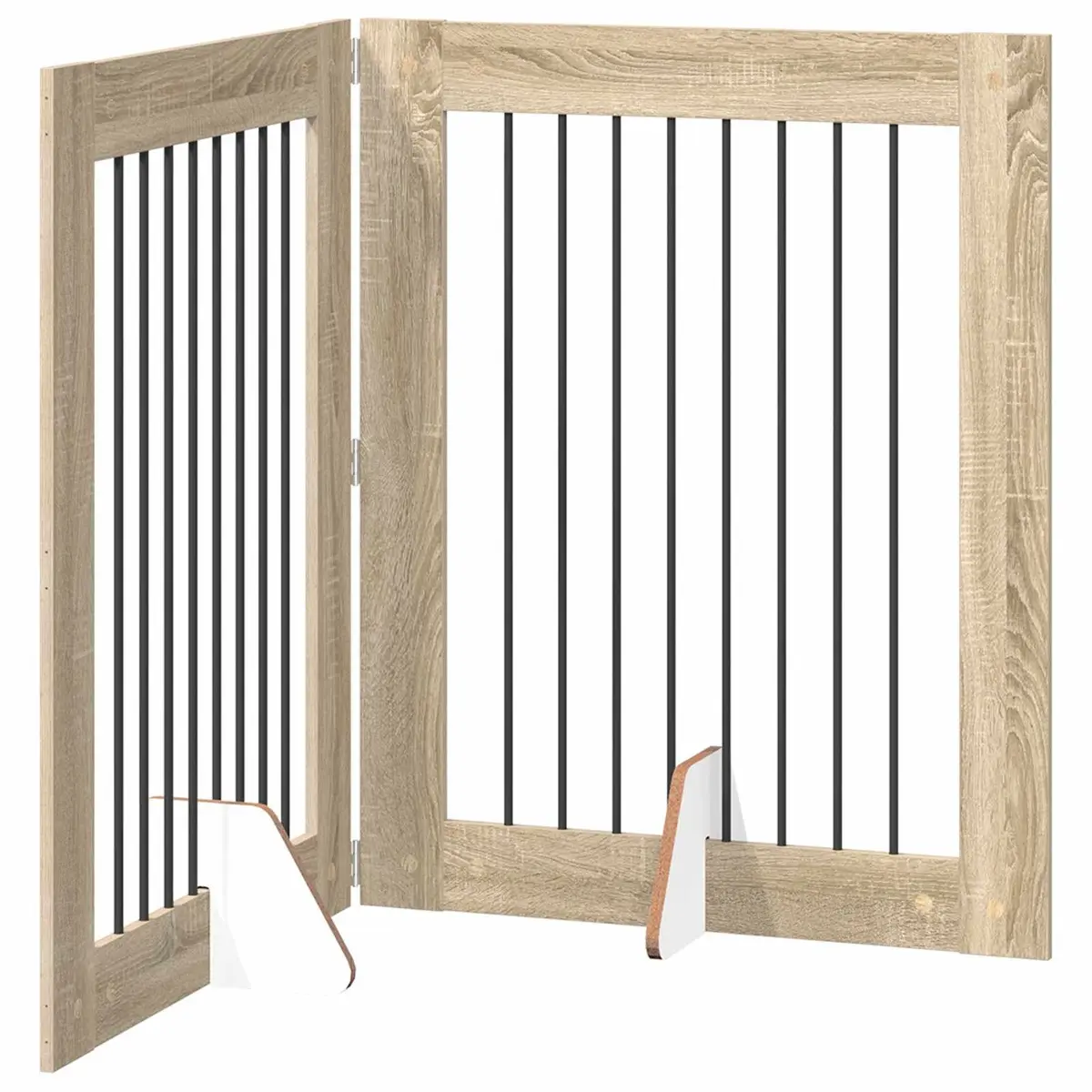 Foldable Dog Gate Indoor Pet Fence 160.5cm Brown