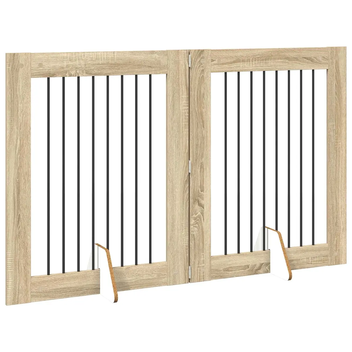Foldable Dog Gate Indoor Pet Fence 160.5cm Brown