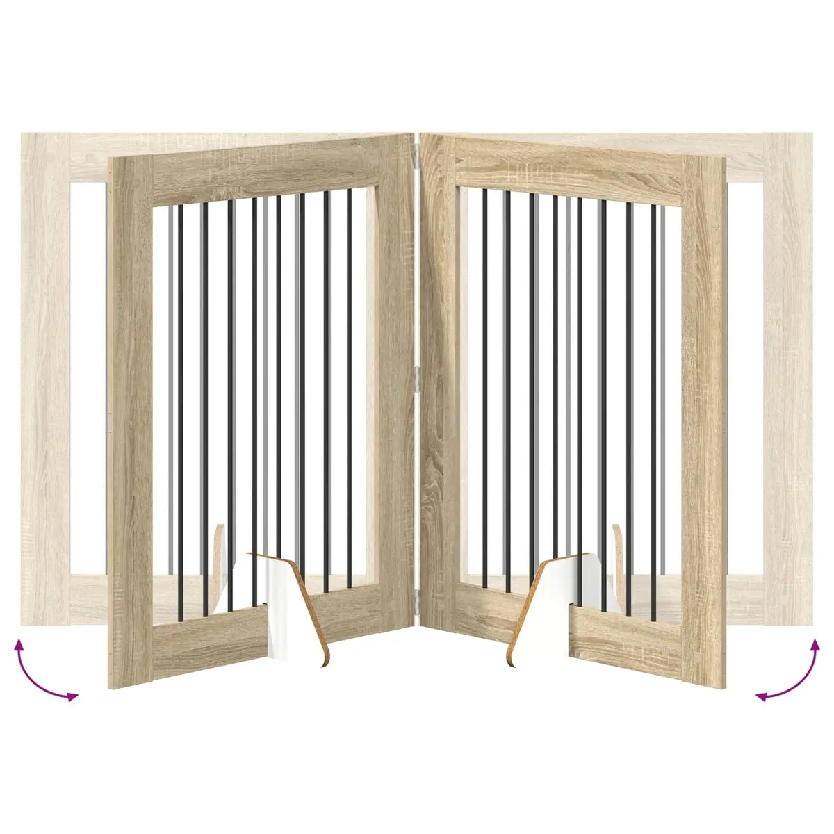 Foldable Dog Gate Indoor Pet Fence 160.5cm Brown