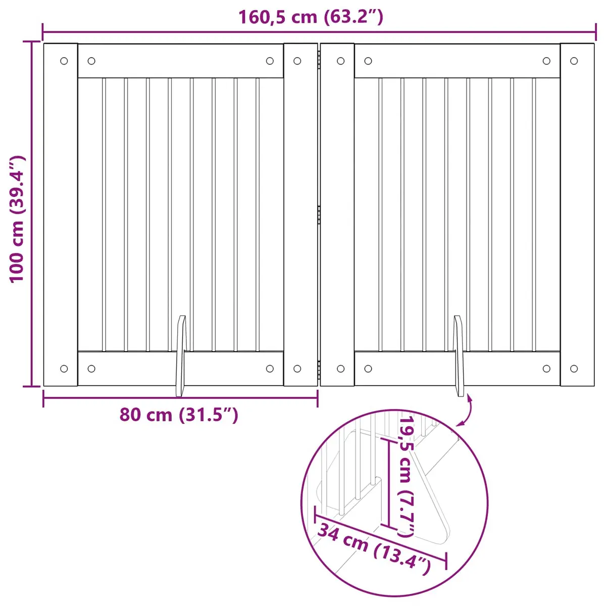 Foldable Dog Gate Indoor Pet Fence 160.5cm Brown