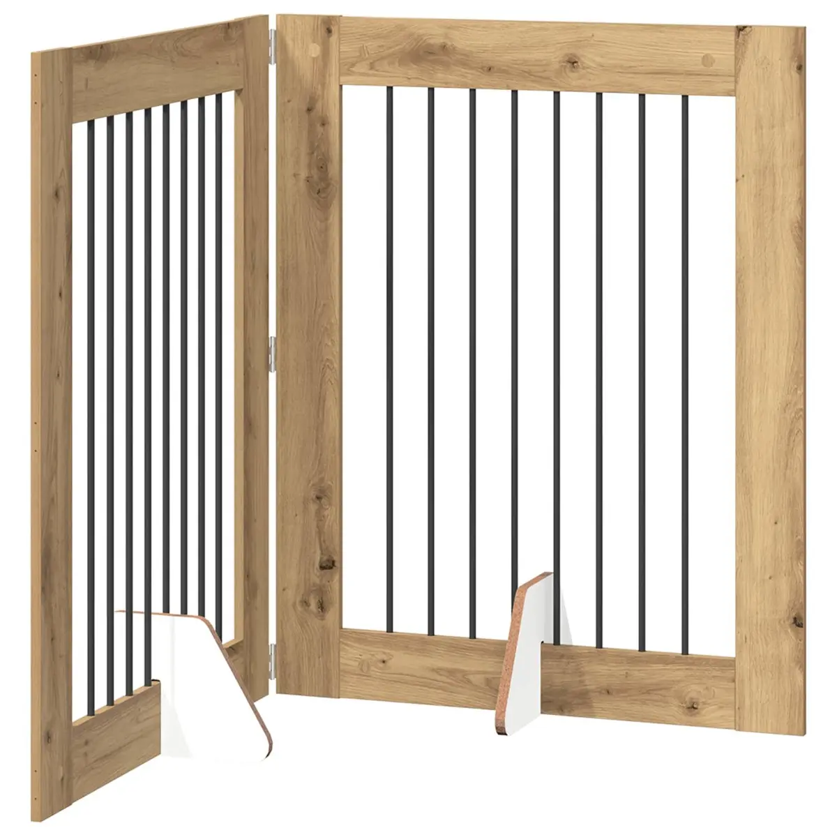 Foldable Dog Gate Indoor Portable Pet Fence 160.5 cm Brown 2 Piece