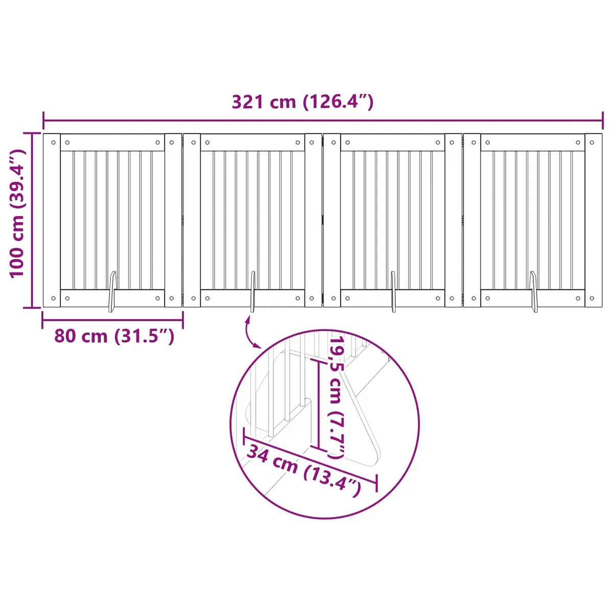 Foldable Dog Gate with Stands 4 pcs Brown Sonoma Oak Pet Fence Indoor