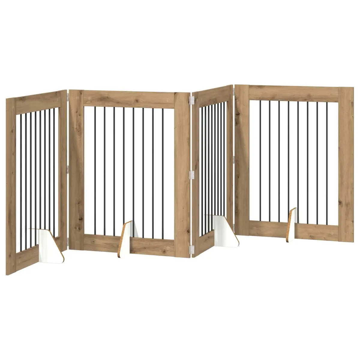 Indoor Pet Barrier Foldable Dog Gate 321cm Oak Brown Freestanding Room Divider