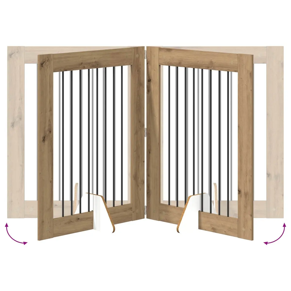 Indoor Pet Barrier Foldable Dog Gate 321cm Oak Brown Freestanding Room Divider