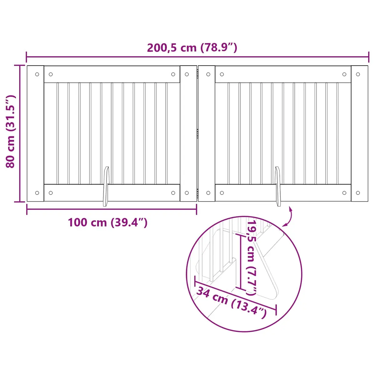 Foldable Dog Gate Indoor Pet Barrier 200.5 cm Sonoma Oak 2 pcs