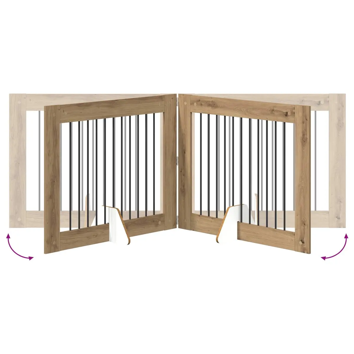 Foldable Dog Gate 200.5 cm Indoor Portable Brown 2 pcs Pet Fence