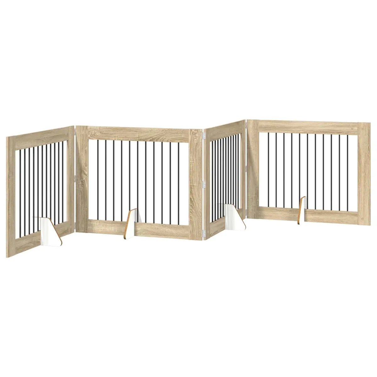 Foldable Dog Gate Indoor Pet Barrier 4 pcs Brown
