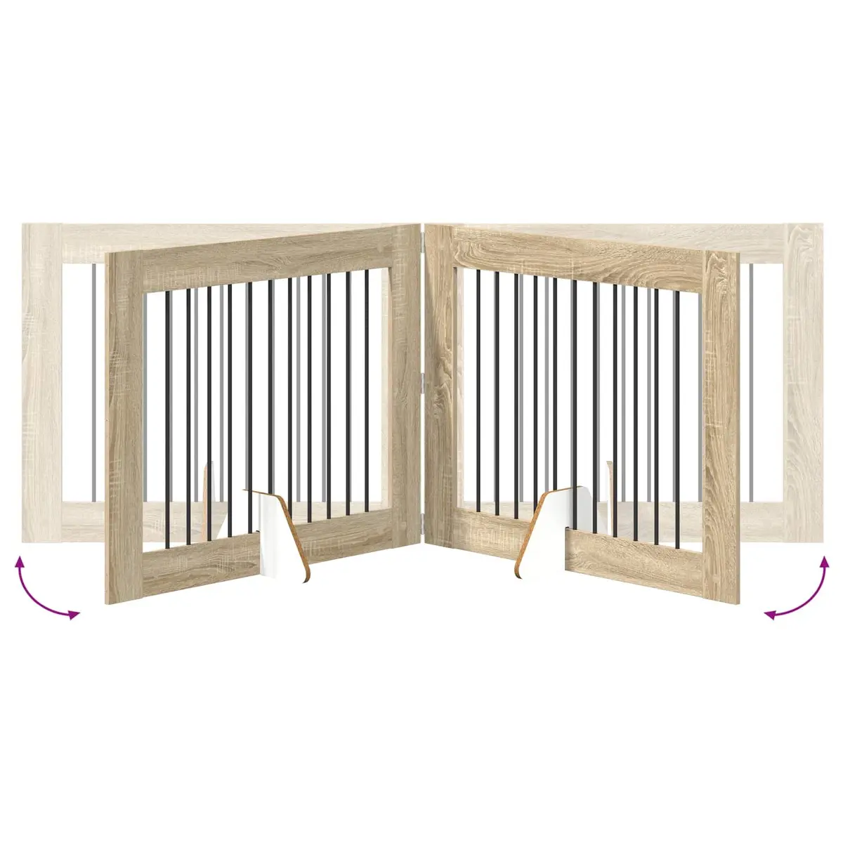 Foldable Dog Gate Indoor Pet Barrier 4 pcs Brown