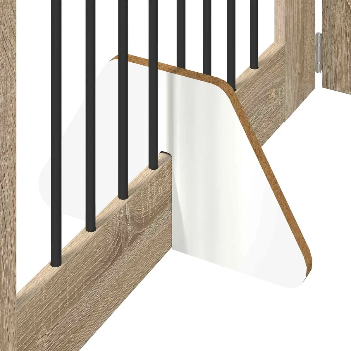 Foldable Dog Gate Indoor Portable 2 Piece Brown Rectangular Pet Fence