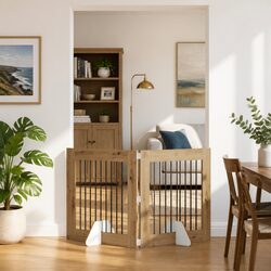 Reliable Foldable Dog Gate in Brown - 160.5 cm