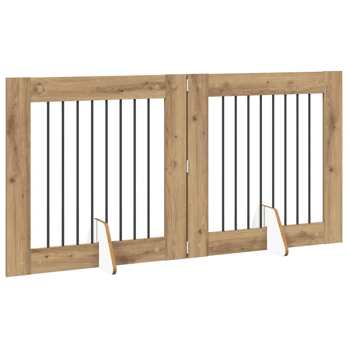Foldable Dog Gate Indoor Pet Fence 160.5 cm Brown 2 pcs
