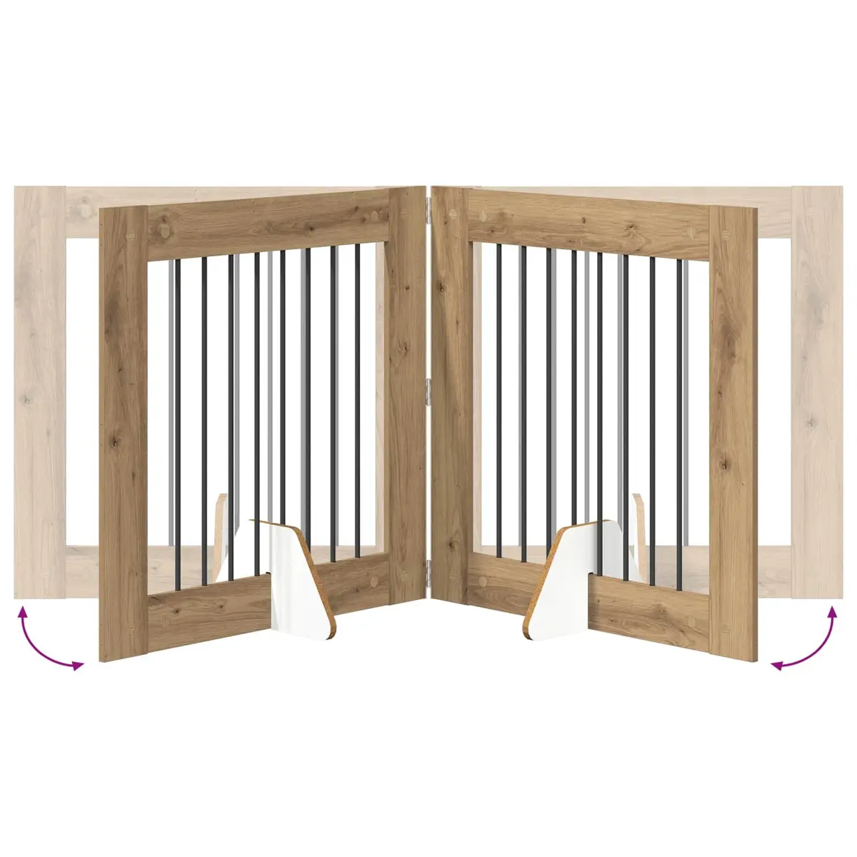 Foldable Dog Gate Indoor Pet Fence 160.5 cm Brown 2 pcs