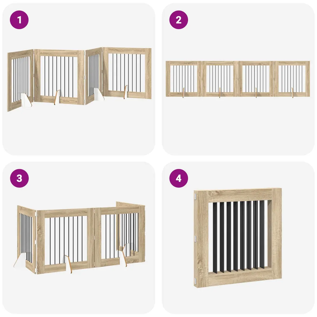 Indoor Pet Barrier 321 cm Foldable Dog Gate 4 Pieces Sonoma Oak