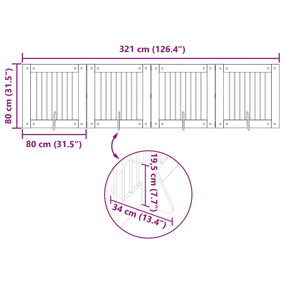 Indoor Pet Barrier 321 cm Foldable Dog Gate 4 Pieces Sonoma Oak
