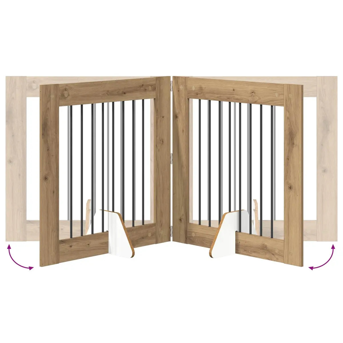 Foldable Dog Gate Indoor Pet Barrier 321cm Brown Freestanding Puppy Fence 4 Piece
