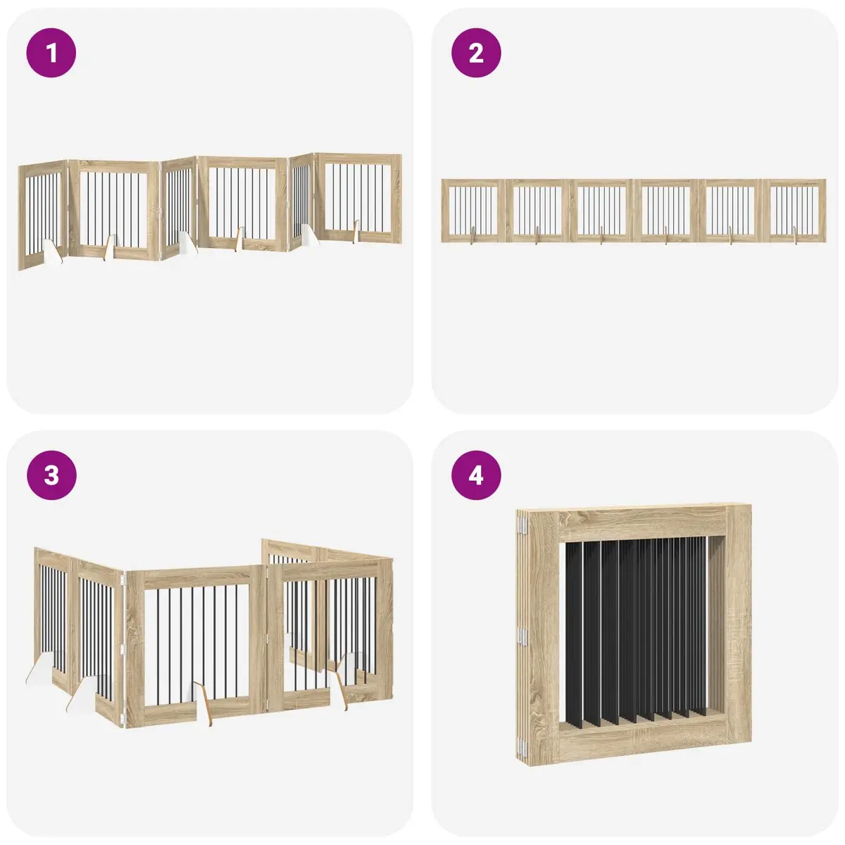 Foldable Dog Gate Pet Barrier Room Divider 482 cm Sonoma Oak 6 Piece