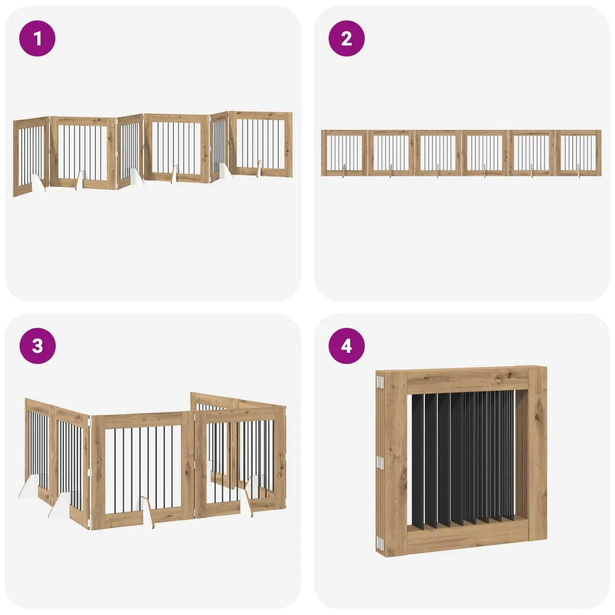 Foldable Dog Gate Indoor Pet Barrier 482 cm Brown 6 Piece