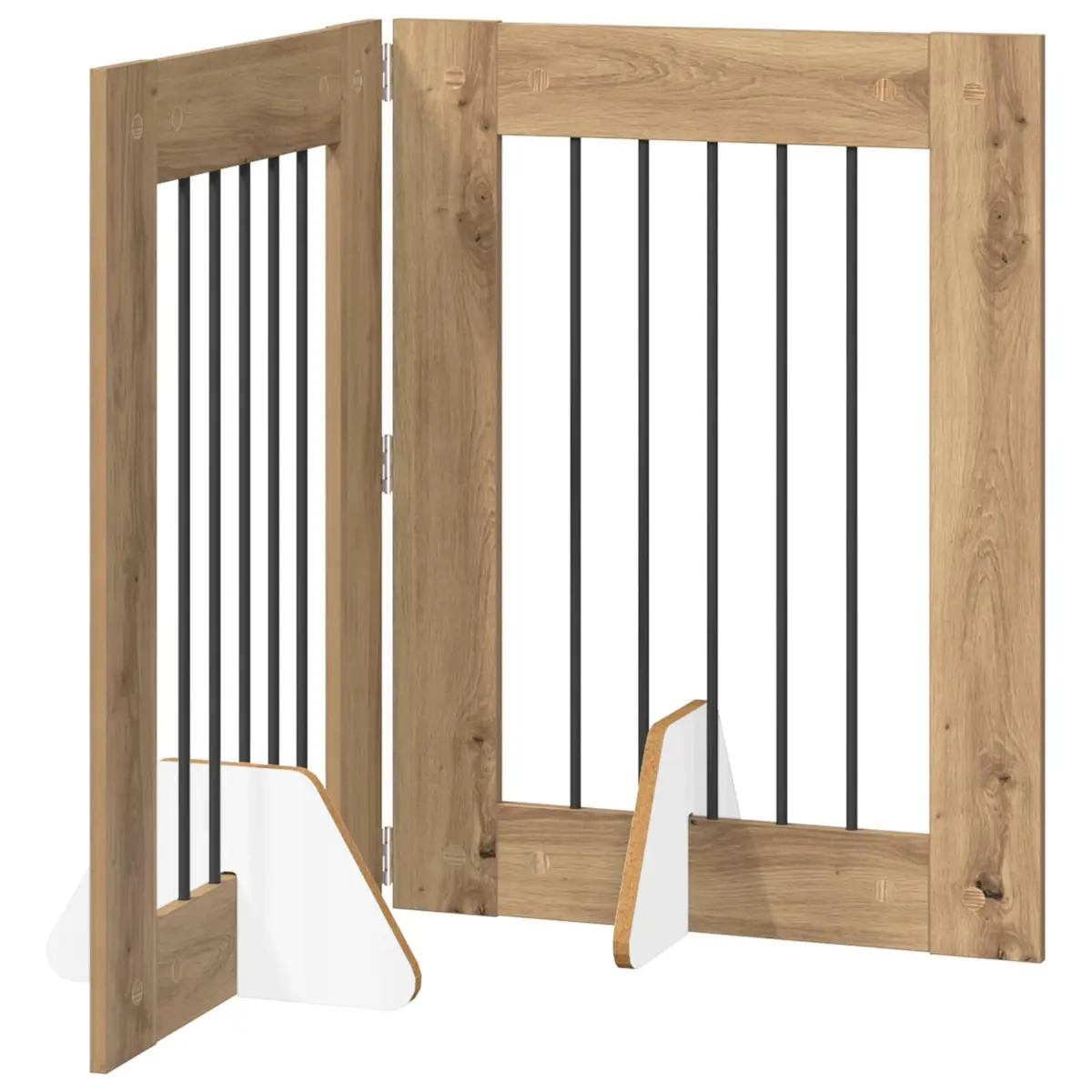 Foldable Dog Gate Pet Fence 2 pcs Indoor Portable Safety Barrier 120.5cm Brown