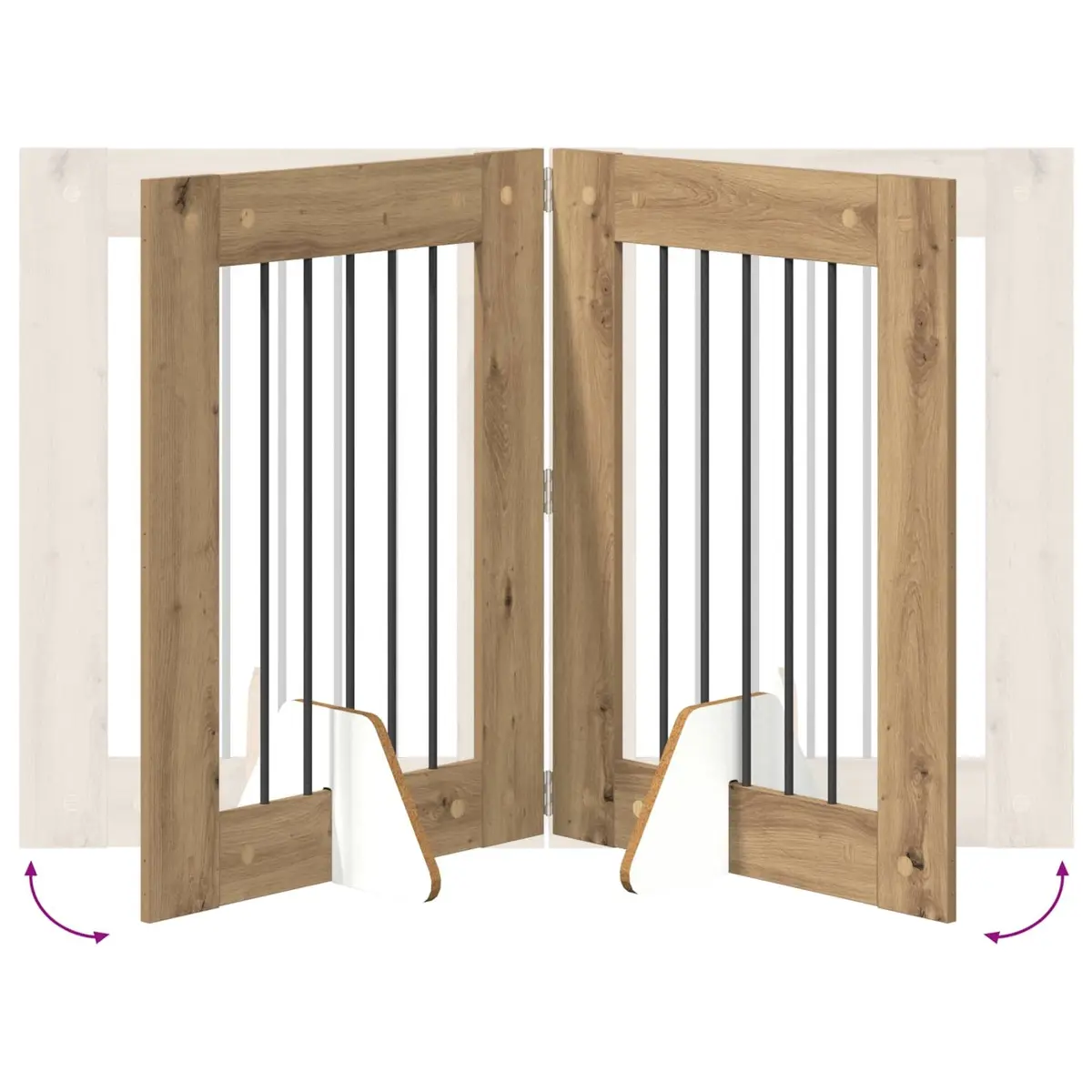 Foldable Dog Gate Pet Fence 2 pcs Indoor Portable Safety Barrier 120.5cm Brown