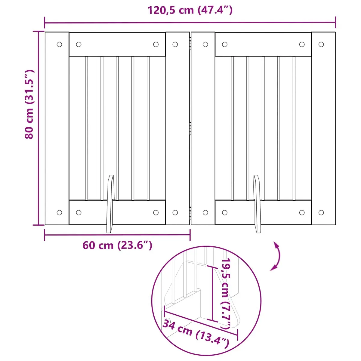 Foldable Dog Gate Pet Fence 2 pcs Indoor Portable Safety Barrier 120.5cm Brown