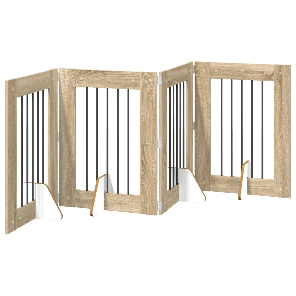 Foldable Dog Gate Freestanding Pet Barrier 241cm Sonoma Oak 4 Piece