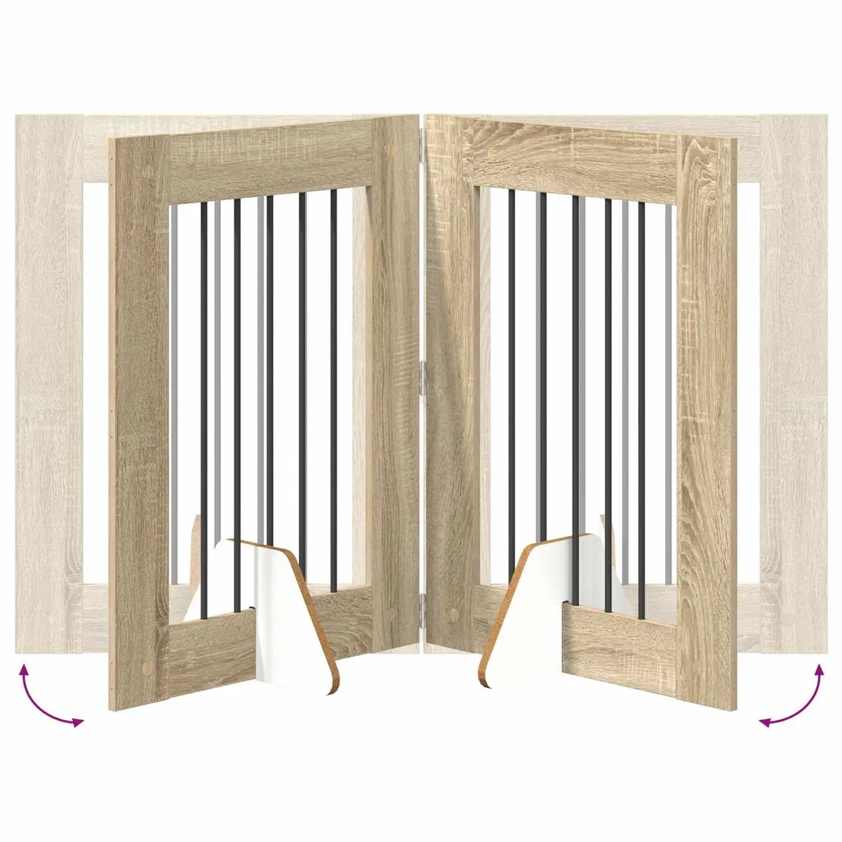 Foldable Dog Gate Freestanding Pet Barrier 241cm Sonoma Oak 4 Piece