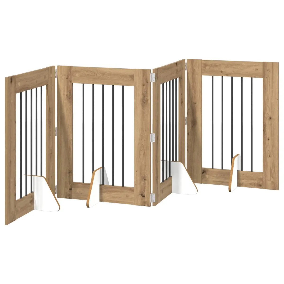 Freestanding Pet Barrier Foldable Dog Gate 241 cm Brown 4 Piece