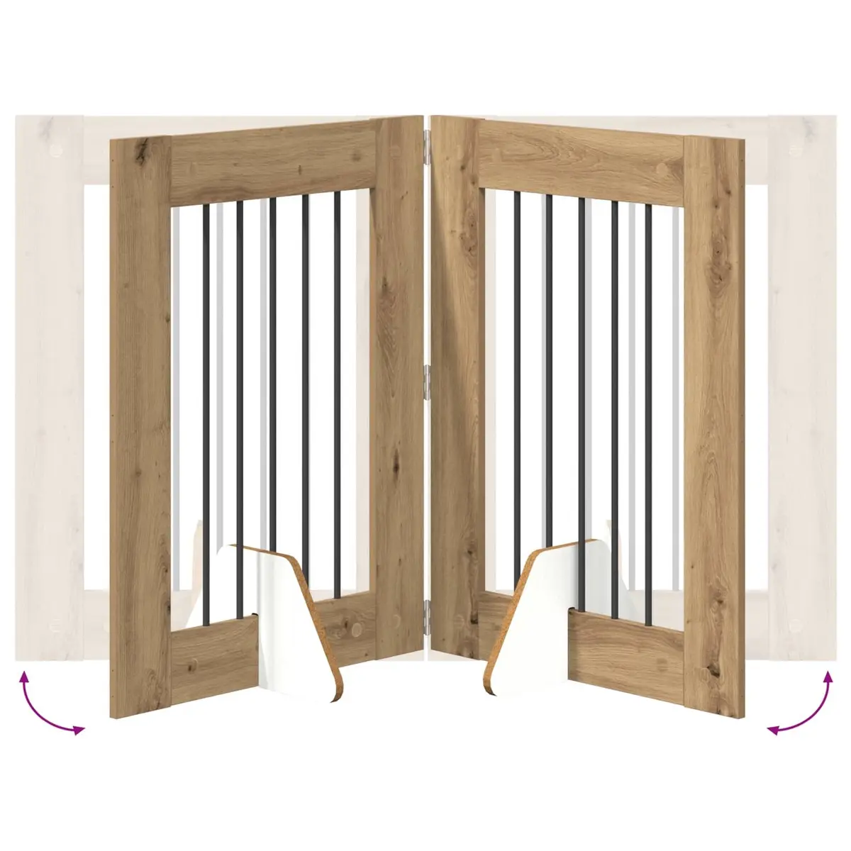 Freestanding Pet Barrier Foldable Dog Gate 241 cm Brown 4 Piece