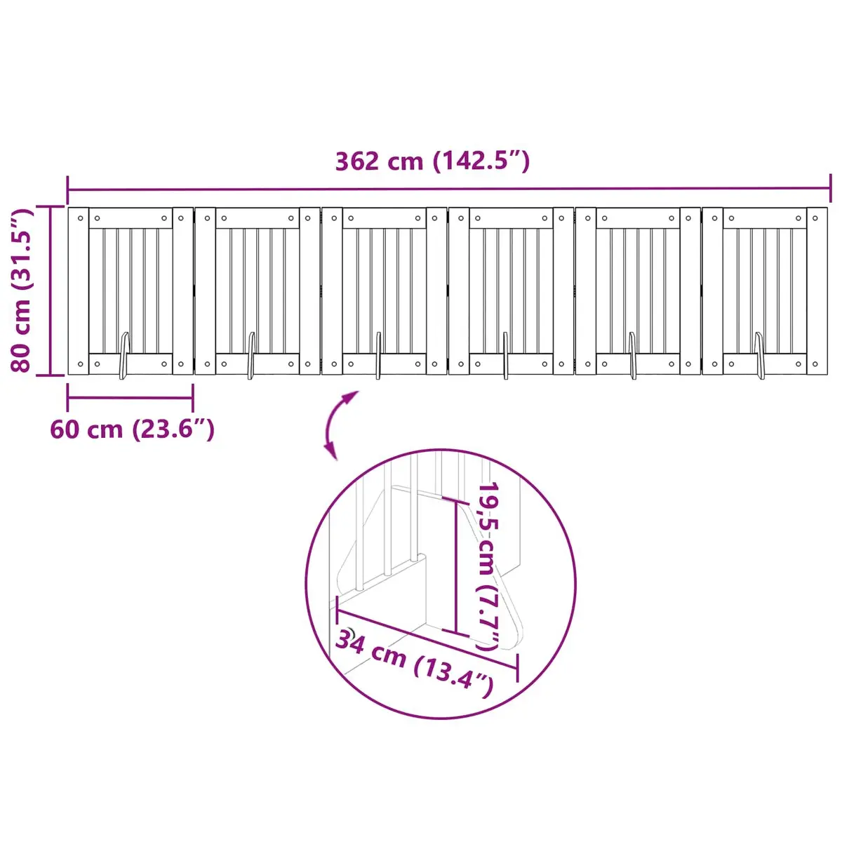 Foldable Dog Gate Indoor Pet Barrier 6 Panels 362cm Sonoma Oak
