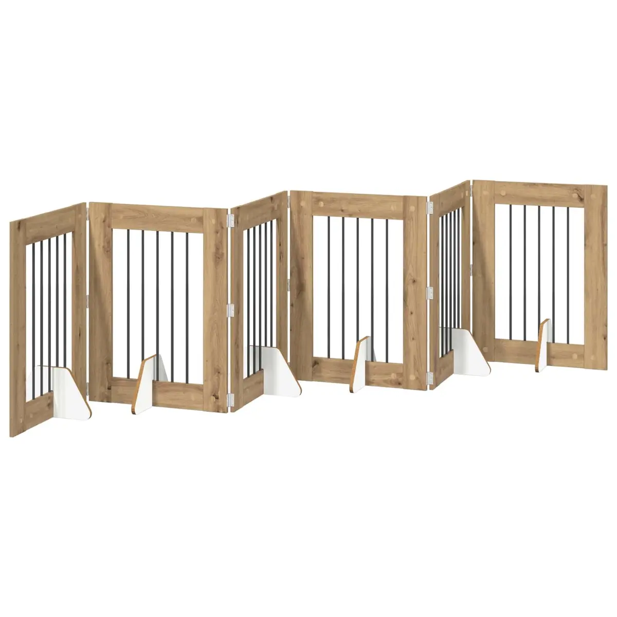 Foldable Dog Gate Pet Barrier 362 cm Indoor Puppy Fence 6 pcs Oak