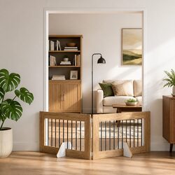 Foldable Pet Fence: Reliable Dog Gate Solution in Brown