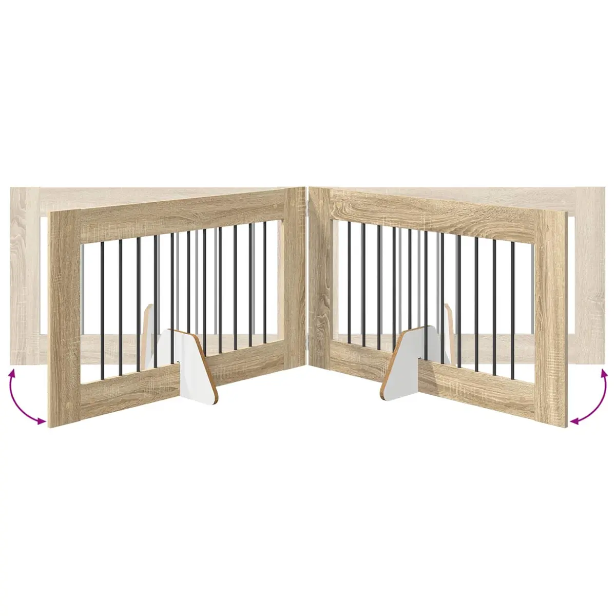 Foldable Dog Gate Indoor Containment 2 pcs Brown