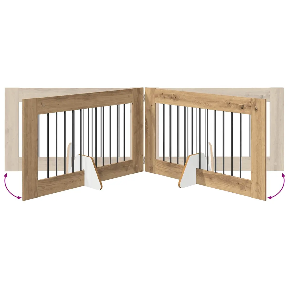 Foldable Dog Gate 200.5 cm Indoor Portable 2 pcs Brown