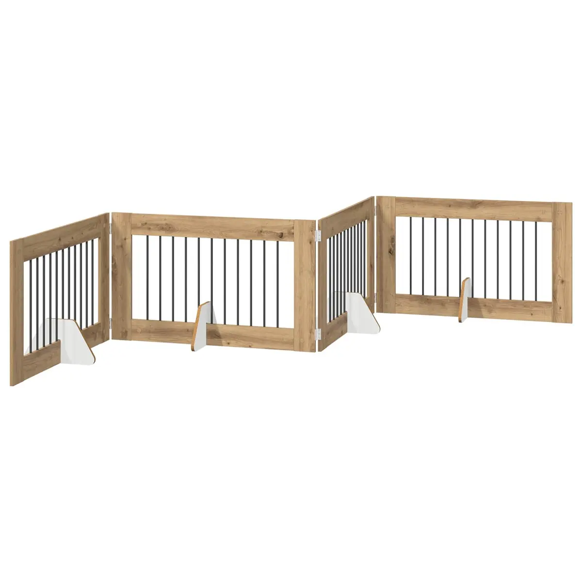 Indoor Pet Barrier Fence Foldable Dog Gate Oak Colour 401cm