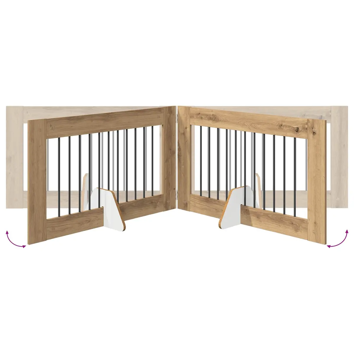 Indoor Pet Barrier Fence Foldable Dog Gate Oak Colour 401cm