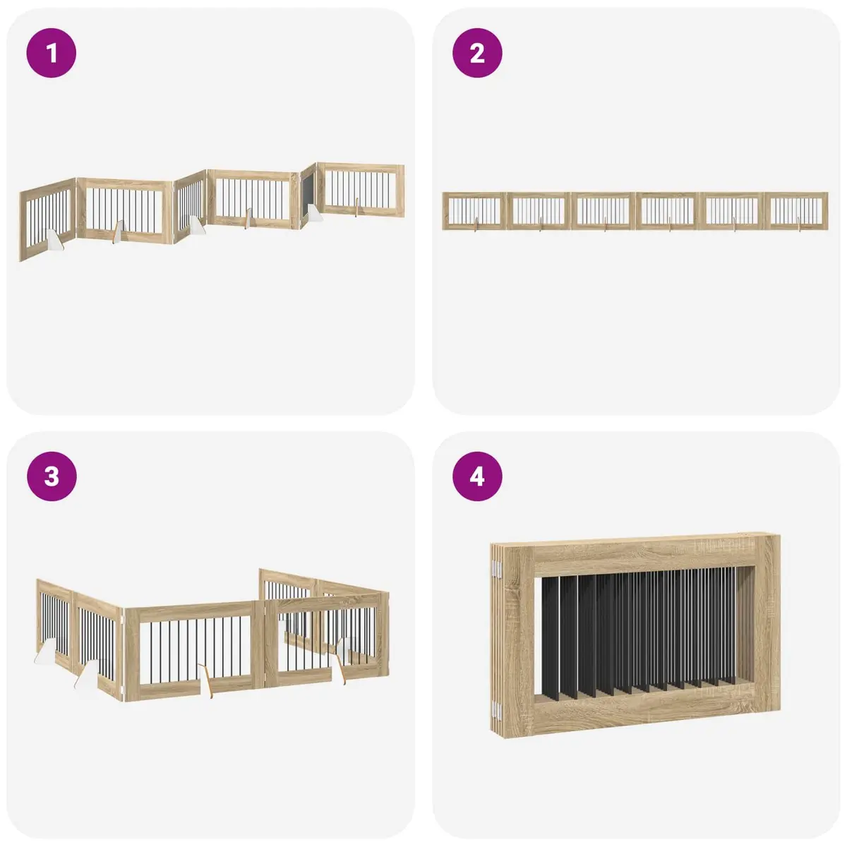 Foldable Pet Barrier Indoor Dog Gate Stand 602cm Sonoma Oak