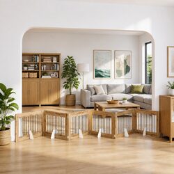 Reliable Foldable Dog Gate in Brown for Indoor Spaces