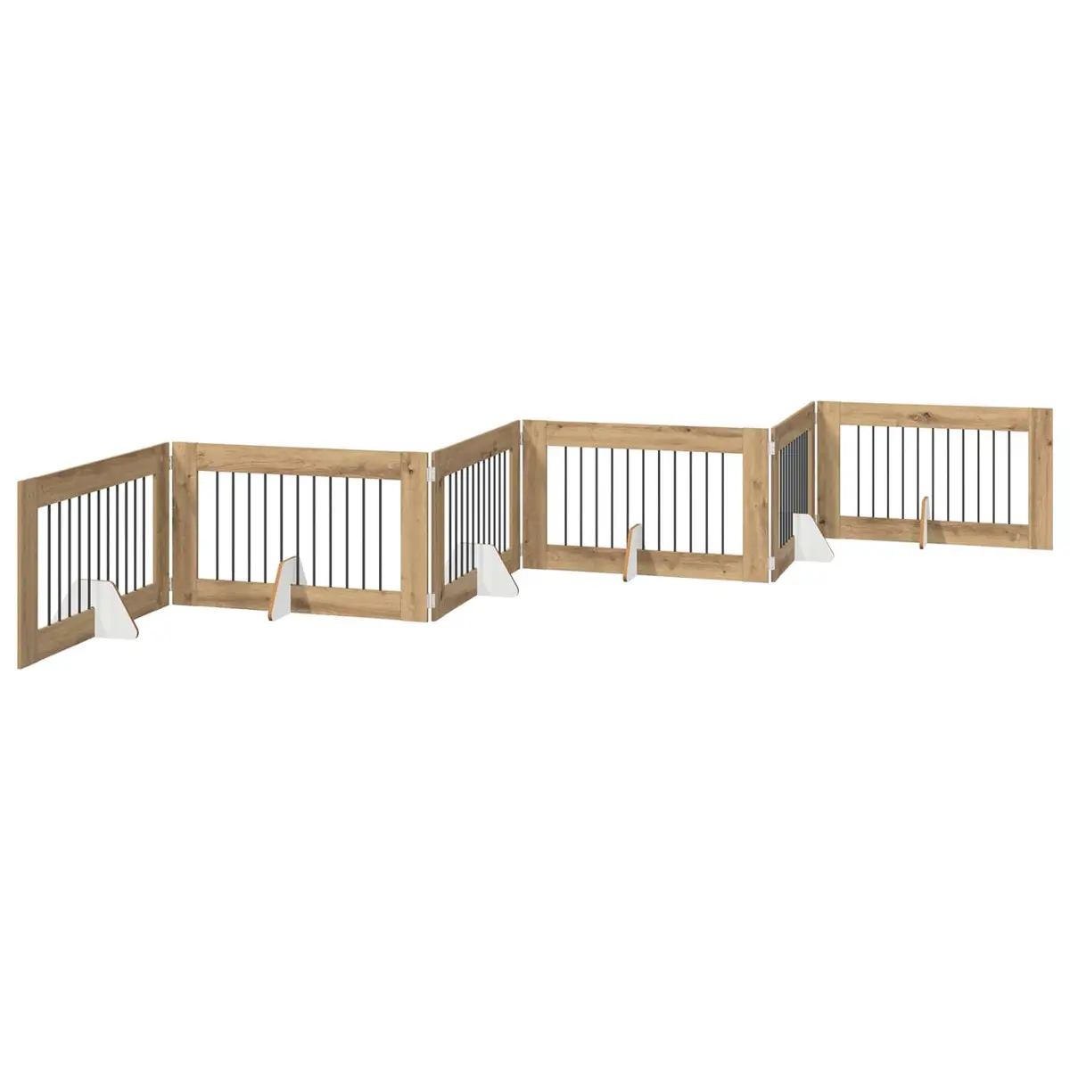 Foldable Dog Gate Indoor Containment 6 Piece Brown Portable Pet Fence