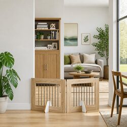 Dependable Brown Foldable Dog Gate: Secure Your Pets