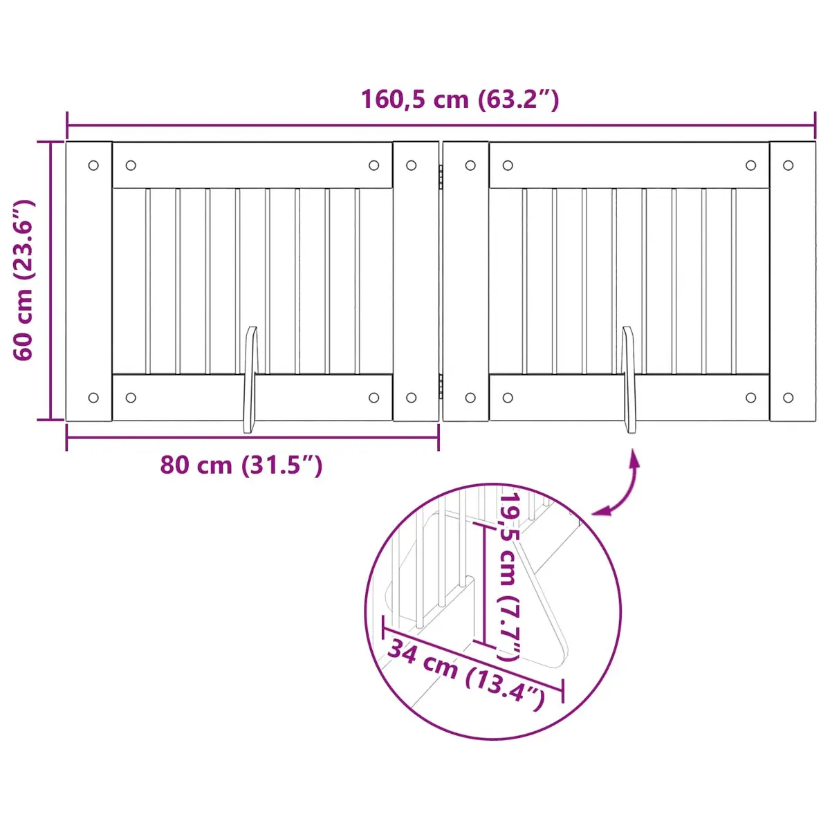 Foldable Dog Gate Indoor 160.5 cm Brown 2 pcs