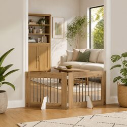 Reliable Brown Foldable Dog Gate - Practical Solution
