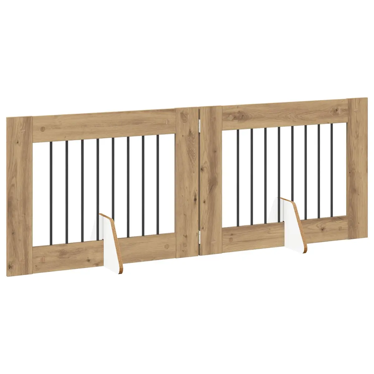 Foldable Dog Gate Indoor Pet Fence 160.5 cm Brown 2 Piece