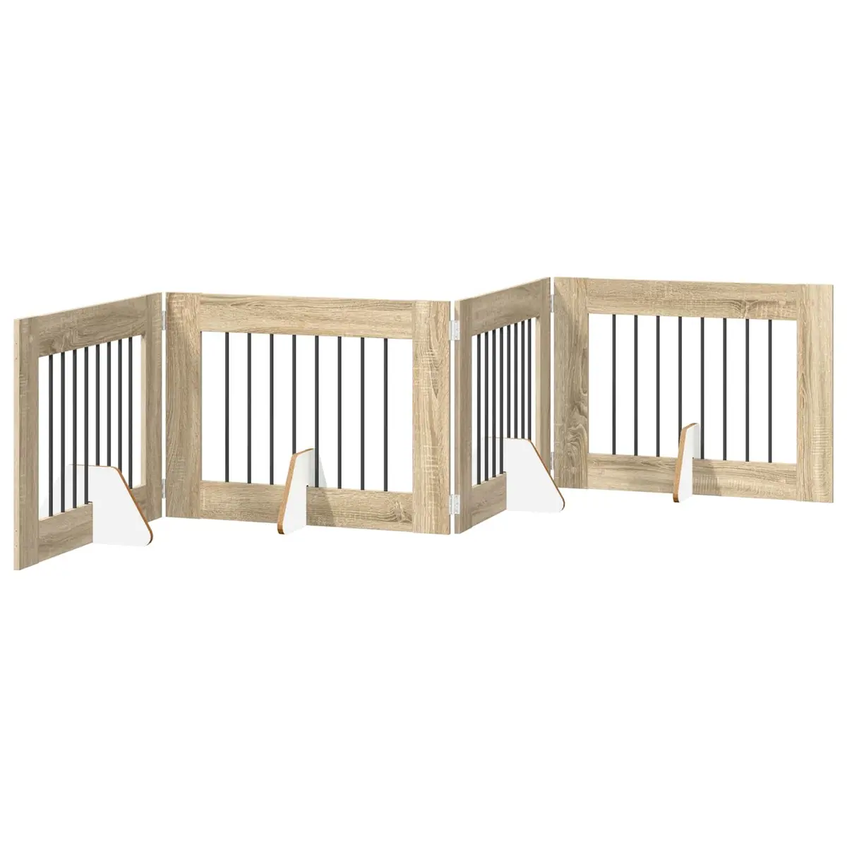 Foldable Dog Gate Indoor Pet Barrier Freestanding 321cm Sonoma Oak