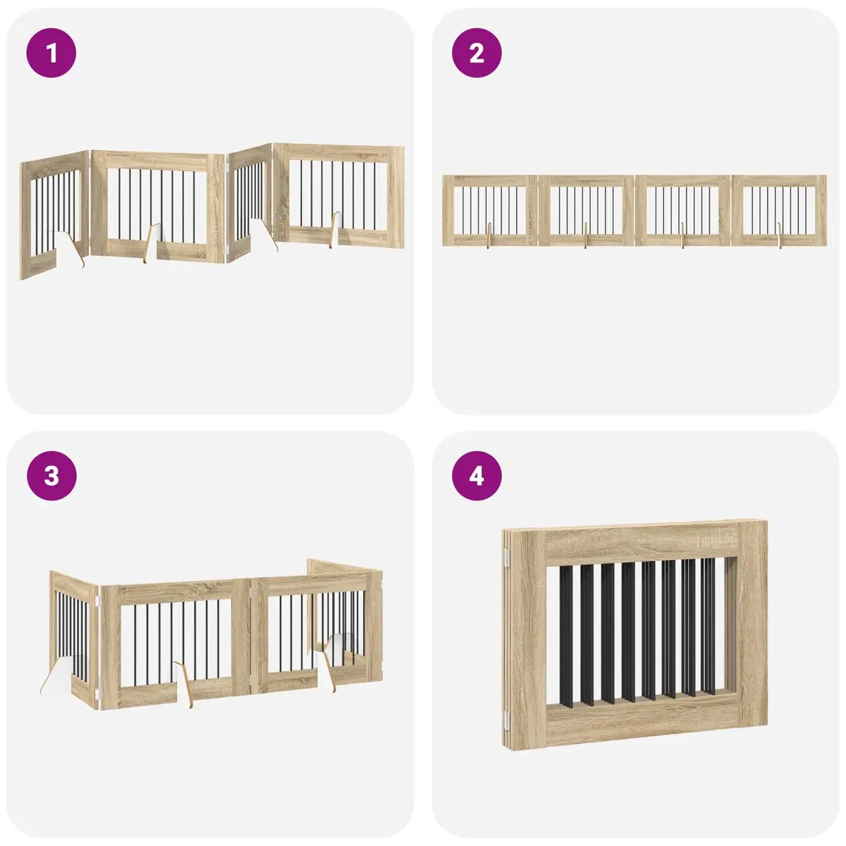 Foldable Dog Gate Indoor Pet Barrier Freestanding 321cm Sonoma Oak