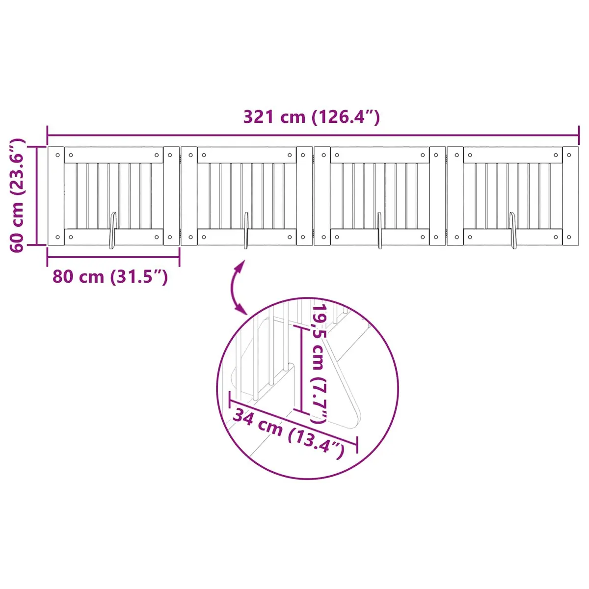 Foldable Dog Gate Indoor Pet Barrier Freestanding 321cm Sonoma Oak