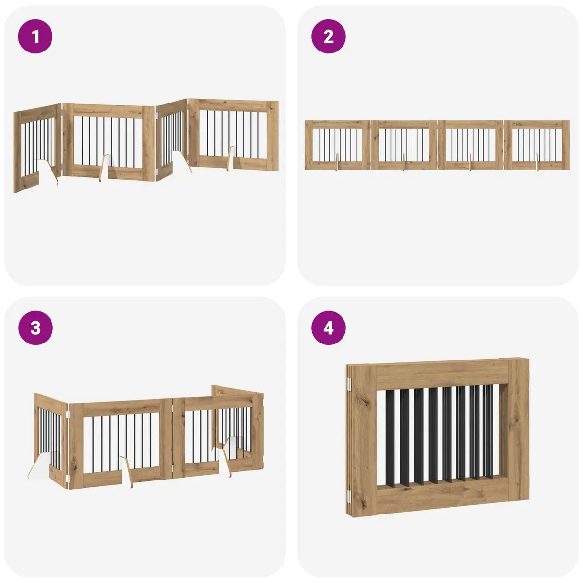Foldable Dog Gate Indoor Pet Barrier 321cm Brown