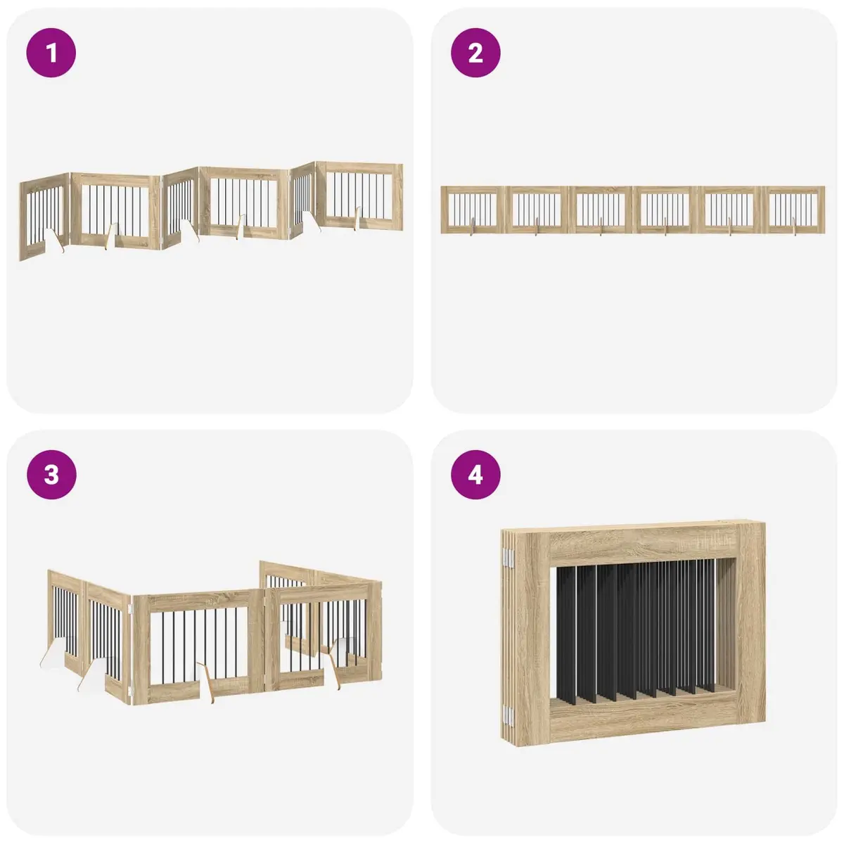 Foldable Dog Gate Indoor Pet Barrier 482 cm Sonoma Oak 6 Piece
