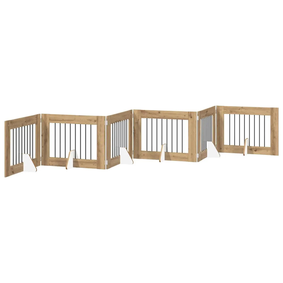 Foldable Dog Gate Indoor Pet Barrier 6 Panels 482cm Oak Colour