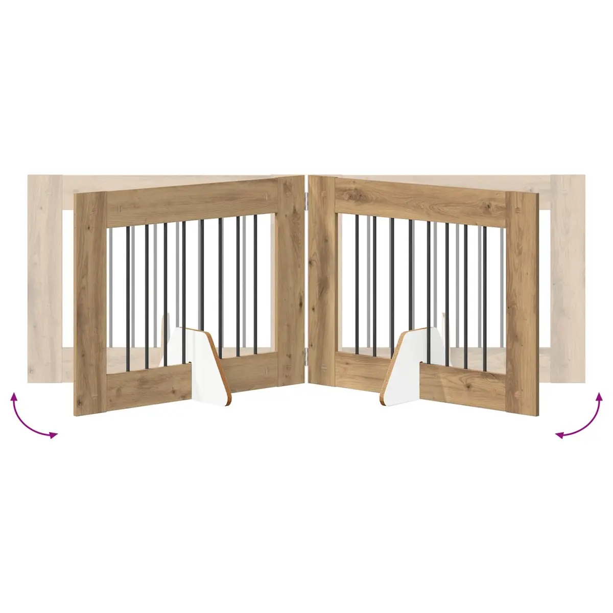 Foldable Dog Gate Indoor Pet Barrier 6 Panels 482cm Oak Colour